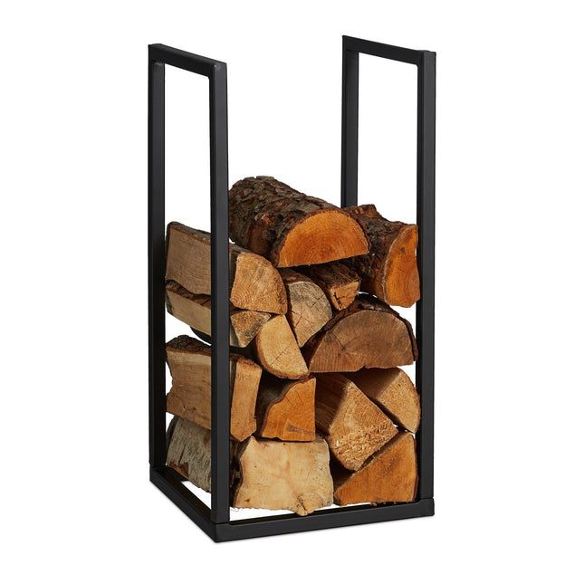 Black Iron Firewood Rack – Compact Log Holder