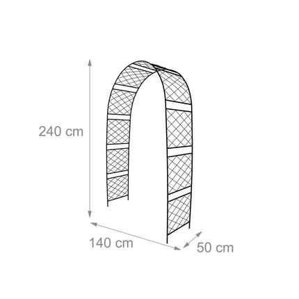 Black Iron Garden Arch, 240 x 140 x 50 cm