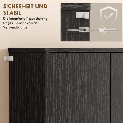 Black Kitchen Buffet Cabinet with Adjustable Shelves