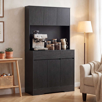 Black Kitchen Buffet Cabinet with Adjustable Shelves