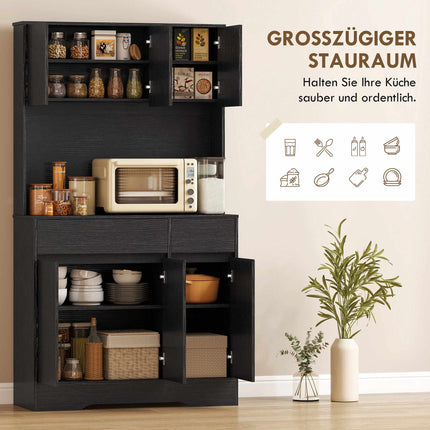 Black Kitchen Buffet Cabinet with Adjustable Shelves