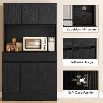 Black Kitchen Buffet Cabinet with Adjustable Shelves