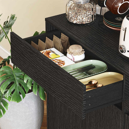 Black Kitchen Buffet Cabinet with Adjustable Shelves
