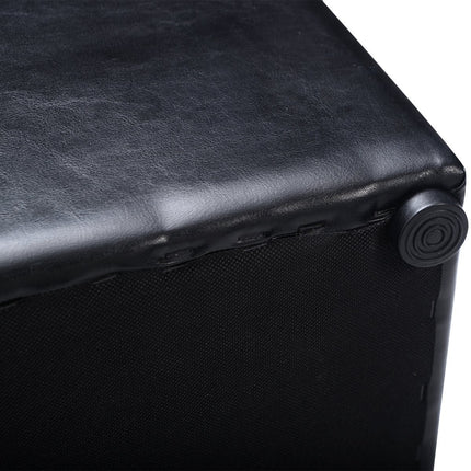 Black Leather Storage Ottoman, 40x40x40cm, Easy-Clean