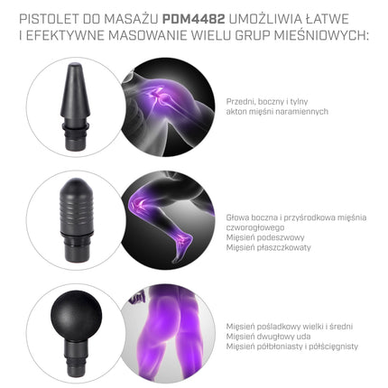 Černá masážní pistole – hloubková, přenosná, tichá