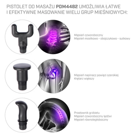 Černá masážní pistole – hloubková, přenosná, tichá