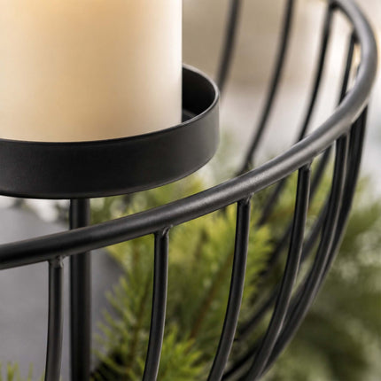 Black Metal Advent Wreath Bowl – 10x33 cm Steel