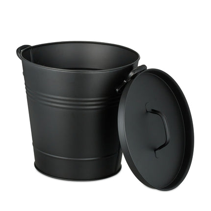 Schwarzmetall-Ascheeimer mit Deckel – 19 Liter