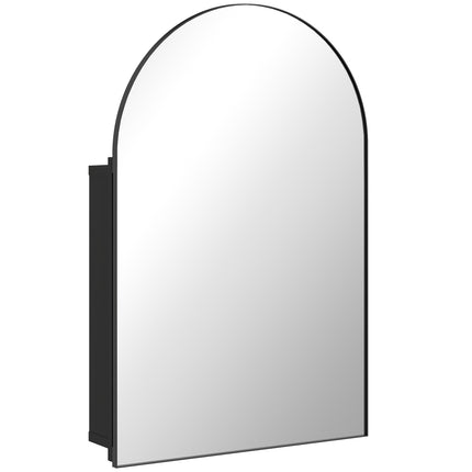 Black Metal Bathroom Cabinet with Mirror, 3 Shelves, 50x76 cm