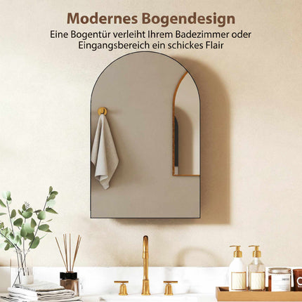 Black Metal Bathroom Cabinet with Mirror, 3 Shelves, 50x76 cm