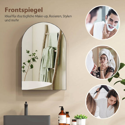 Black Metal Bathroom Cabinet with Mirror, 3 Shelves, 50x76 cm