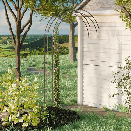 Black Metal Garden Arch – Half Arbour Trellis