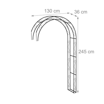 Black Metal Garden Arch – Half Arbour Trellis