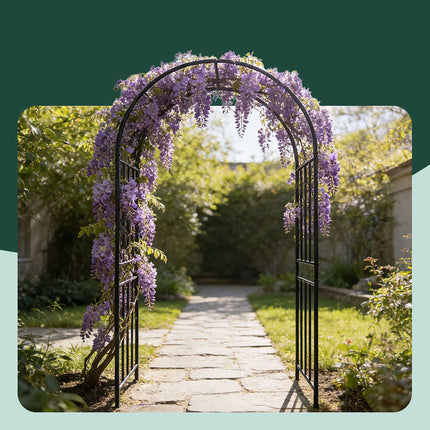 Schwarzer Metall-Gartenbogen für Kletterpflanzen