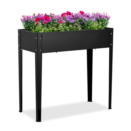 Black Metal Raised Planter Box – Rust-Resistant, Outdoor