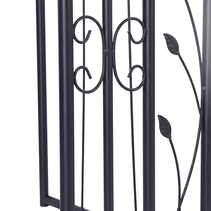 Black Metal Rose Arch with Gate – 235x144x45 cm