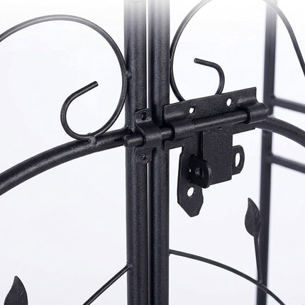 Black Metal Rose Arch with Gate – 235x144x45 cm