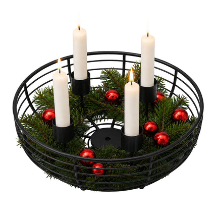 Black Metal Wire Advent Wreath Holder, 20.5 cm