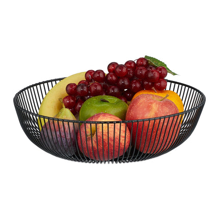 Black Metal Wire Fruit Bowl – Large, Round Design
