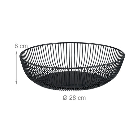 Black Metal Wire Fruit Bowl – Large, Round Design