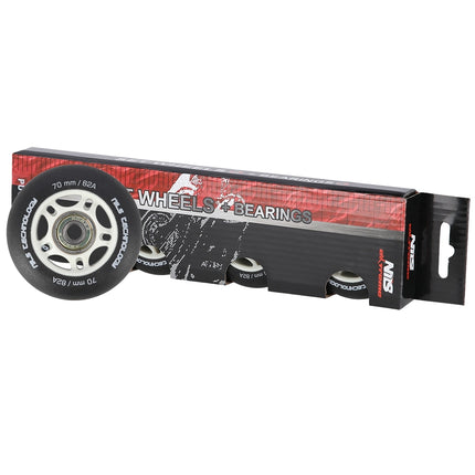 Schwarze PU 70x24 82A Rollen & ABEC-9 Kugellager Set