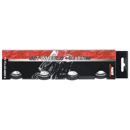 Schwarze PU 70x24 82A Rollen & ABEC-9 Kugellager Set
