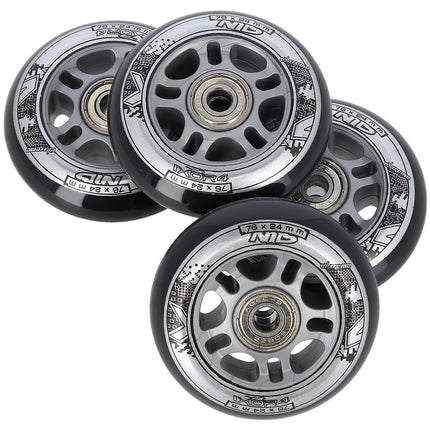 Schwarze PU 76x24 82A Rollen & ABEC-9 Kugellager Set