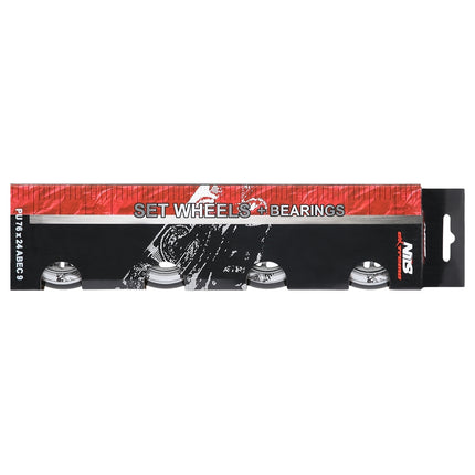 Schwarze PU 76x24 82A Rollen & ABEC-9 Kugellager Set