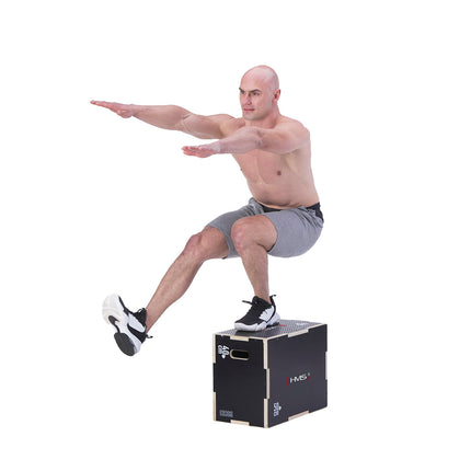 Černý plyometrický box, 50x40x30cm, odolné fitness vybavení