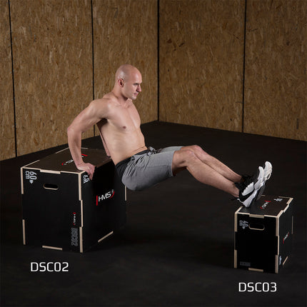 Černý plyometrický box, 50x40x30cm, odolné fitness vybavení
