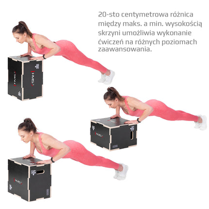 Černý plyometrický box, 50x40x30cm, odolné fitness vybavení