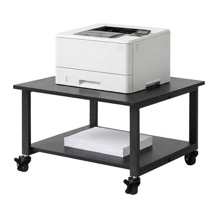 Black Printer Stand on Castors – Two-Tier, 50x50 cm
