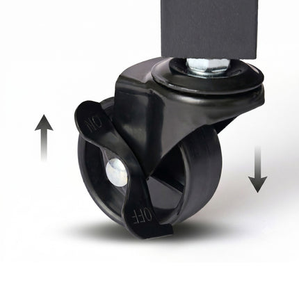 Black Printer Stand on Castors – Two-Tier, 50x50 cm