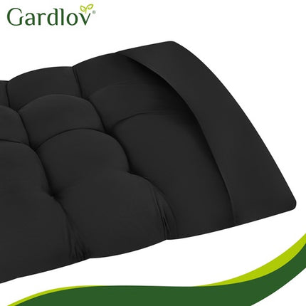 Black Quilted Garden Lounger Cushion, 180x50x9 cm