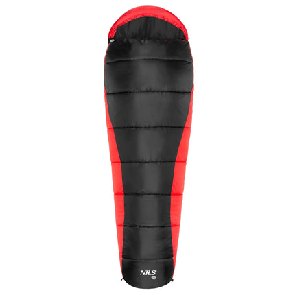 Schwarz-roter Schlafsack, leicht, kompakt