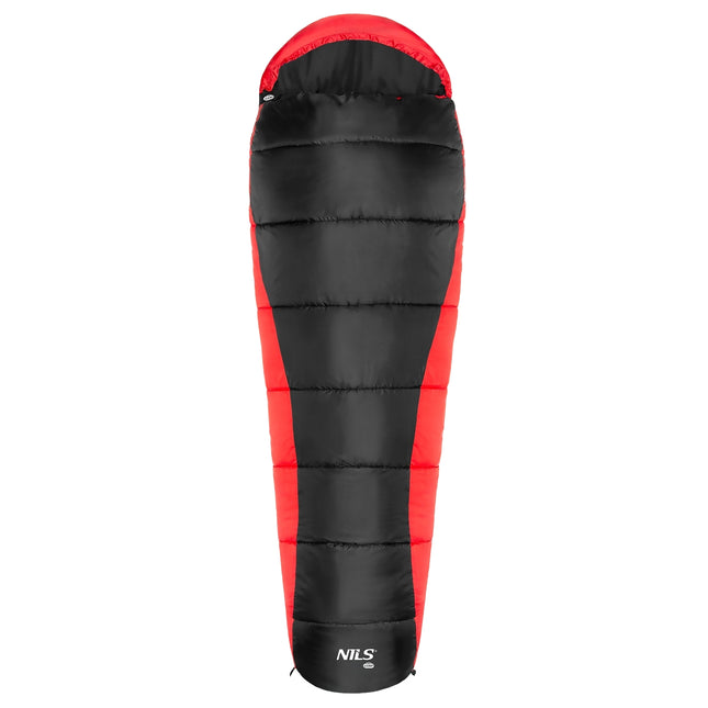 Zwart-rode slaapzak, lichtgewicht, compact