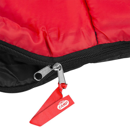 Schwarz-roter Schlafsack, leicht, kompakt