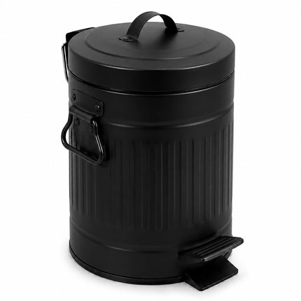 Black Retro 3L Bathroom Pedal Bin with Soft-Close Lid