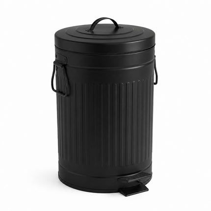 Black Retro Pedal Bin, 12L – Soft-Close Waste Container