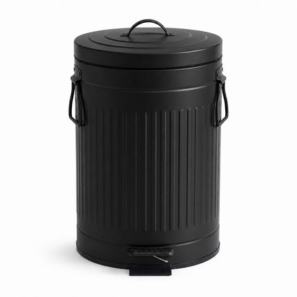 Black Retro Pedal Bin, 12L – Soft-Close Waste Container