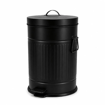 Black Retro Pedal Bin, 20L Capacity, Soft-Close Lid