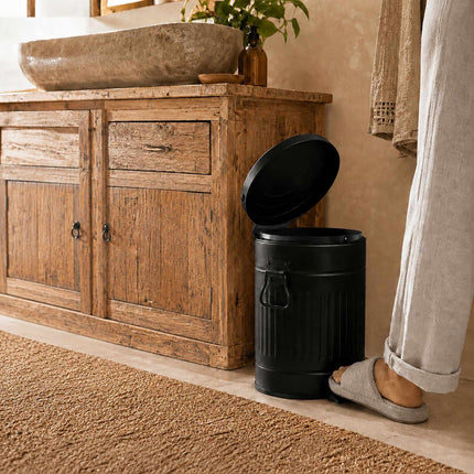 Black Retro Pedal Bin, 20L Capacity, Soft-Close Lid