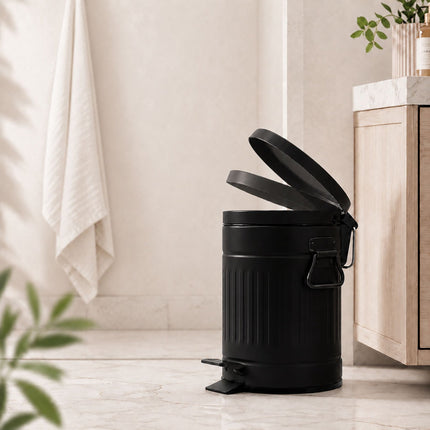 Black Retro Pedal Bin, 20L Capacity, Soft-Close Lid