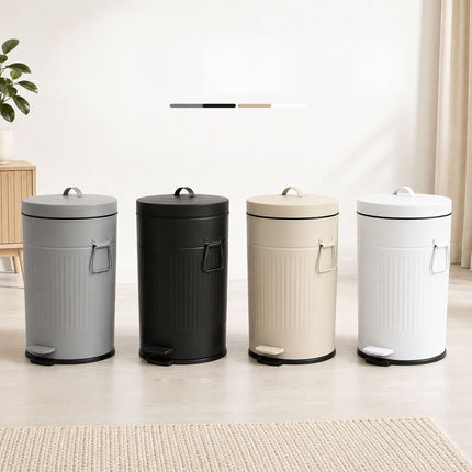 Black Retro Pedal Bin, 20L Capacity, Soft-Close Lid
