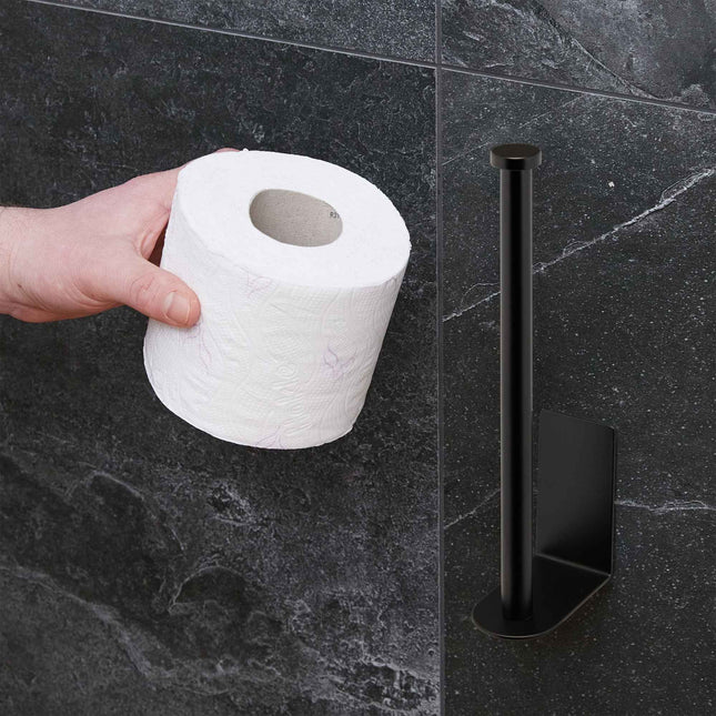 Schwarzer selbstklebender Toilettenpapierhalter – 2 Rollen Kapazität