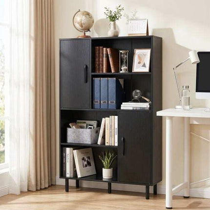 Black Sideboard Cabinet with 4 Shelves & 2 Doors