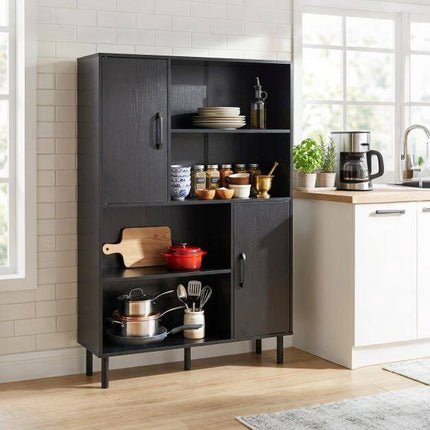 Black Sideboard Cabinet with 4 Shelves & 2 Doors