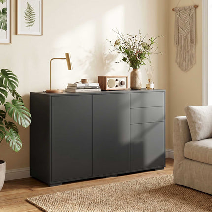 Black Sideboard with 2 Drawers, Push-Click, 117x36x74 cm