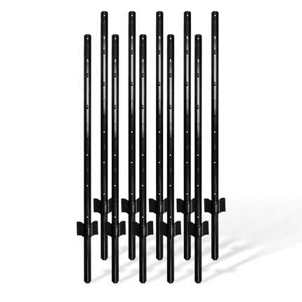 Černé ocelové plotové sloupky, 90 cm, sada 10 ks