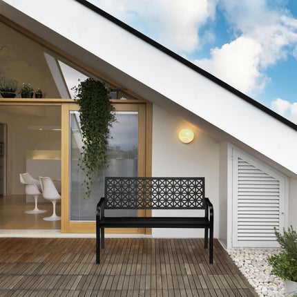 Black Steel Garden Bench – Geometric Design